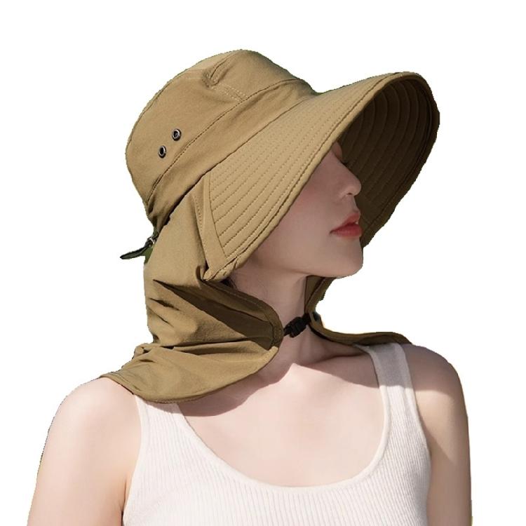 Women Sun Hat Bucket Hat with Large Shawl for Travel Hiking Shopping