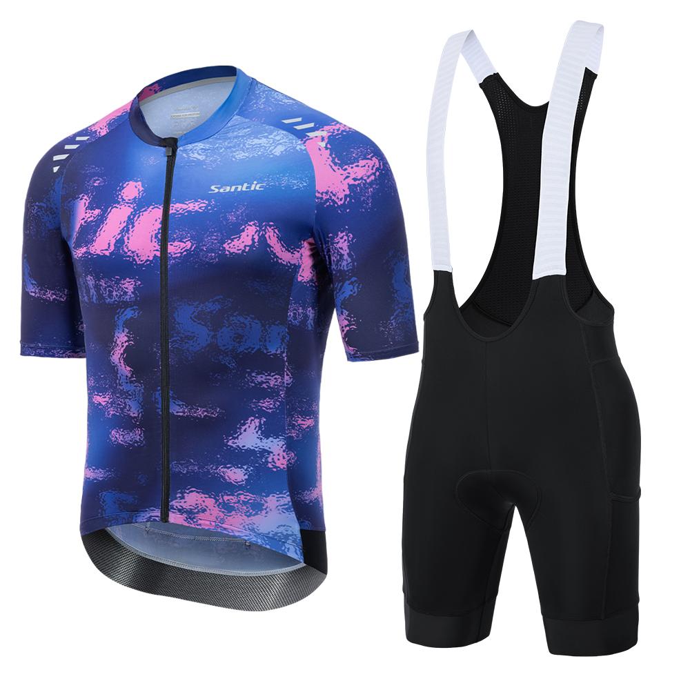 

Santic Men s Cycling Suit Summer Short Sleeve Jersey Bib Shorts Breathable Quick Dry Road NTB Riding Clothes KM26CT105 XXXXL