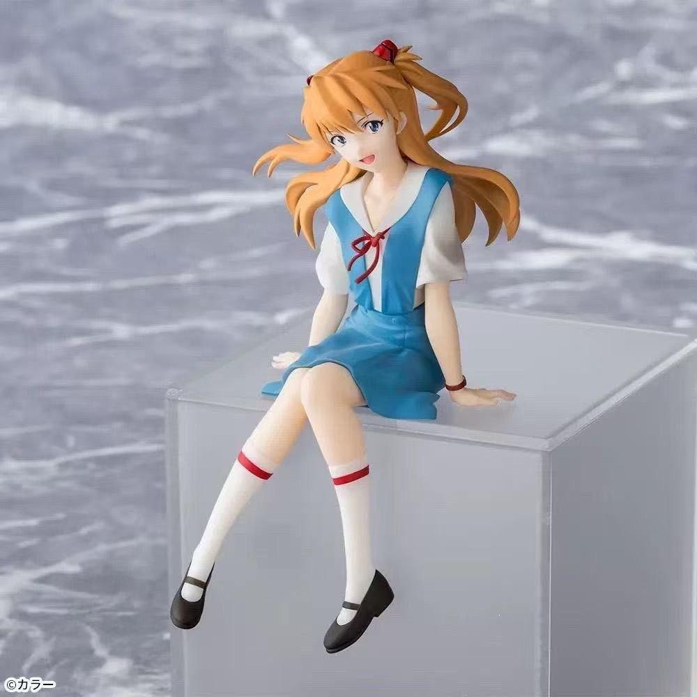 Anime EVA Asuka Langley Soryu Schuluniform Sitzende Haltung Kawaii Figur PVC Modell Puppe Ornament Geschenke
