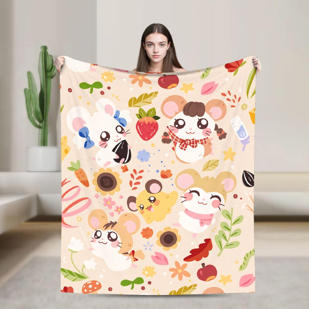 Adventure Story Hamtaro Blanket Super Warm Novelty Plush Bedding Throws For Bedroom Airplane Travel Flannel Bedspread Bed Cover