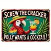 Vintage Metal Poster Parrot Cocktail Drink Bar Wall Art Aluminum Sign Waterproof