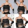 Stage Ready Milk Silk Dance Top Glittering Sequins Coverage Flexible Fringe Movement Square Neck Design For Competition And Practice