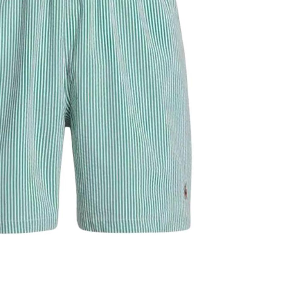 Polo Ralph Lauren SS24 Logo Embroidered Striped Elastic Waist Beach Shorts Men Shorts Green 710905990-004