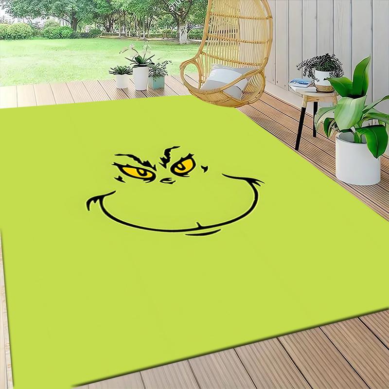 Grinch'S Festive Smile Carpet Rug Soft Washable Antislip Home Living Room Sofa Mats Personalized Christmas Rug