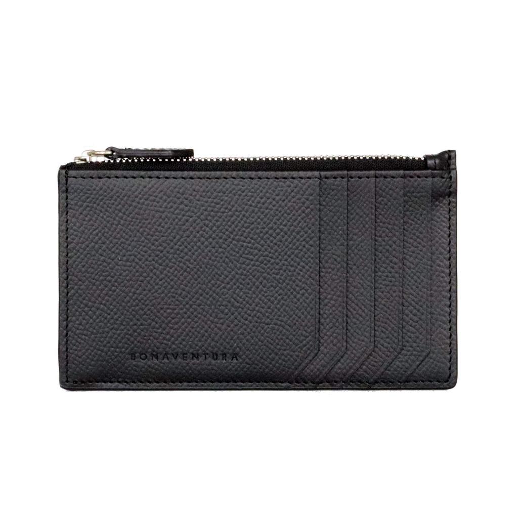 Bonaventura Noblessa Mini-Geldbörse mit Reißverschluss und Seitenfalte, feinstes Leder, minimalistisch, dünn, echtes Leder, Geschenk, neues Leben, weißer Tag [BONAVENTURA]