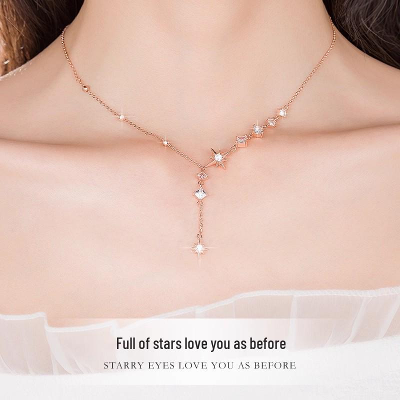 Elegante Sterlingsilber-Sternenhalskette für Damen - Perfektes Jubiläums-, Geburtstags- oder Valentinstagsgeschenk