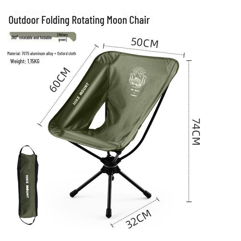 Portable 360° Rotating Moon Chair - Lightweight Aluminum Folding Chair for Camping, Fishing, and Picnics