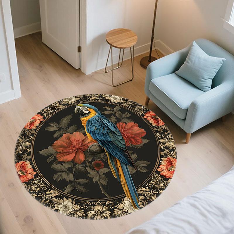 Vintage Birds pattern round rug,Carpet Rug for Living Room Bedroom Playroom ,Non-slip Floor Mat,Holiday Gifts and Birthday Gifts.
