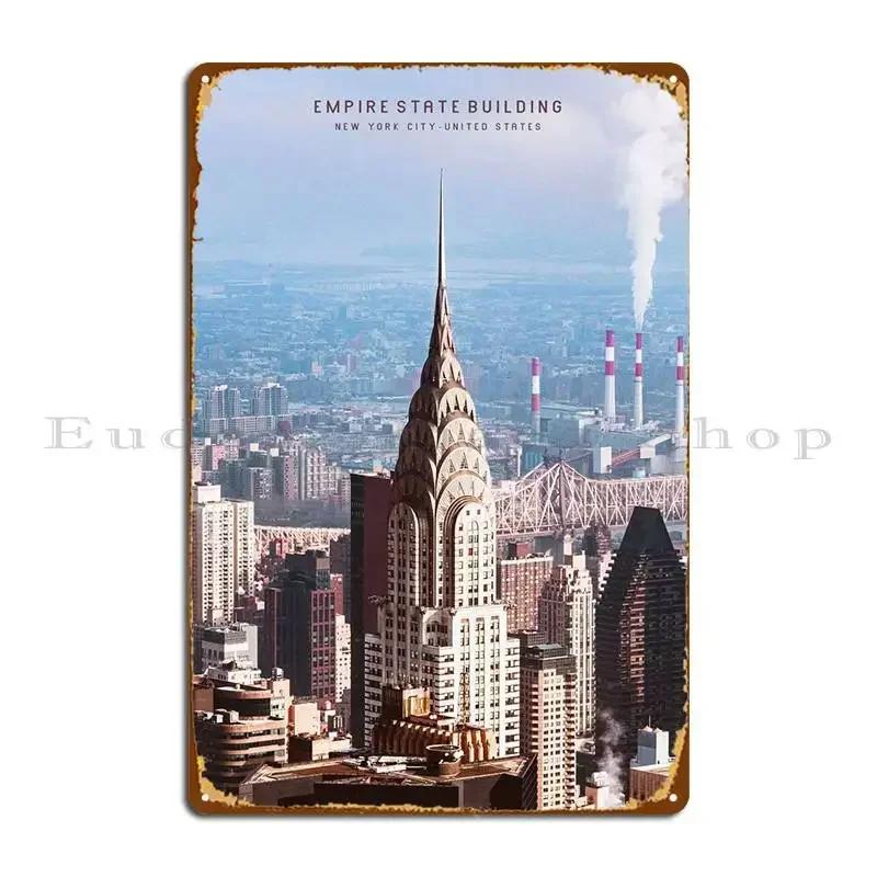 Empire State Building Metal Plaque Poster Create Wall Custom Club Plaques Pub Tin Sign Poster 20x30cm（7.8x11.8inch）
