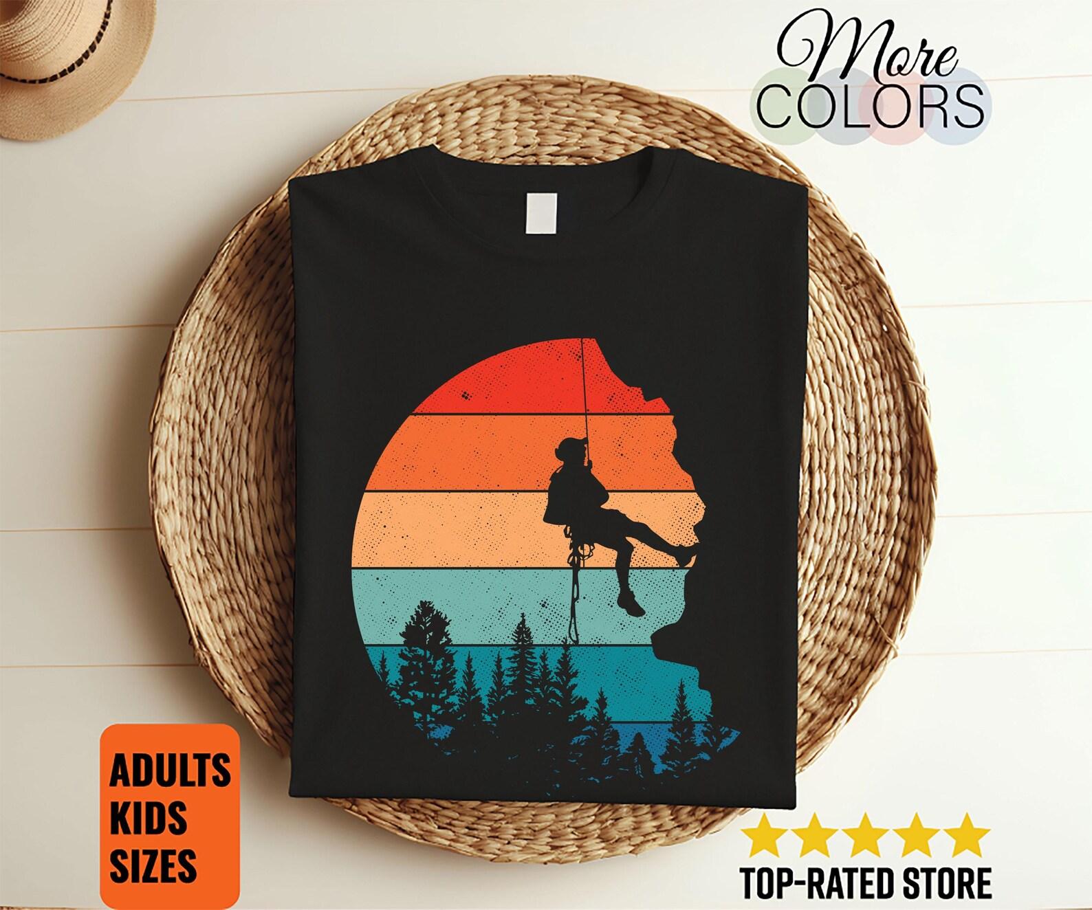 Climbing Vintage Retro T-Shirt, Gift For Climber Bolder Boulder, Mountain Climb Bouldering Rock Walls Indoors Outdoors Lover Present Tees, 100
