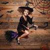 Halloween Party Witch Broom Plastic Broomsticks Kid Broom with Ribbons Props for Halloween Cosplay Costume Party Decor