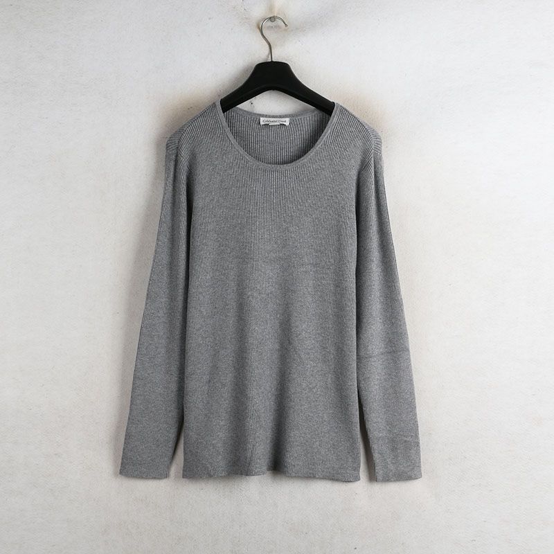 

Sunshine House Spring New Arrival Export European and American plus Size Women s Clothes Sunken Stripe Elastic Slimming Underwear Sweater Knitwear Gray XS: Bust size 80-94