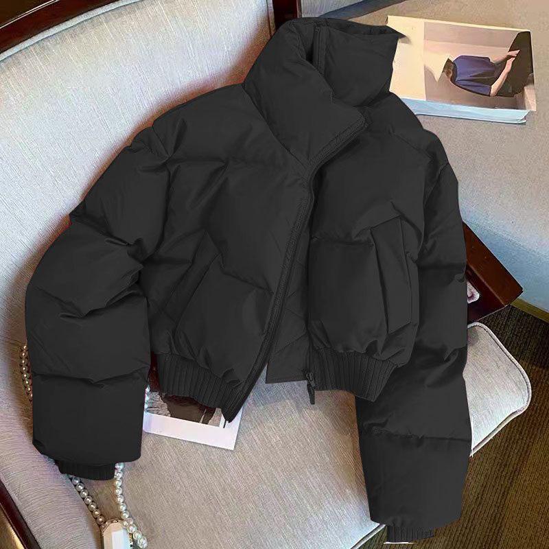 Winter Thickened Cotton Jacket Stand Collar Women's Fashion Classic Stylish Slimming Bread Coat Outerwear Cotton Padded Coat