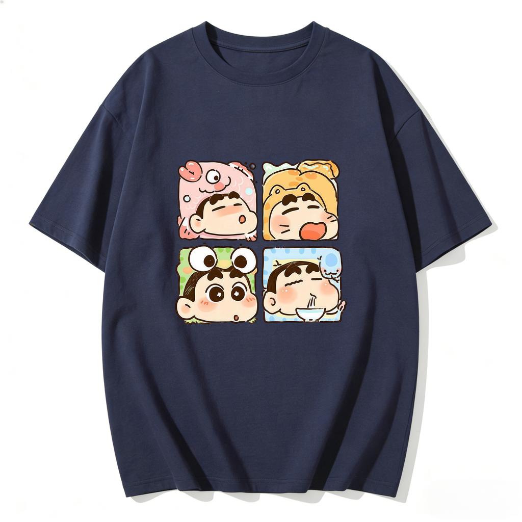 Crayon Shinchan Cute Cartoon T Shirt Couple Clothes Family Matching Tee Summer Casual Short Sleeve Cotton Top Fashion Streetwear