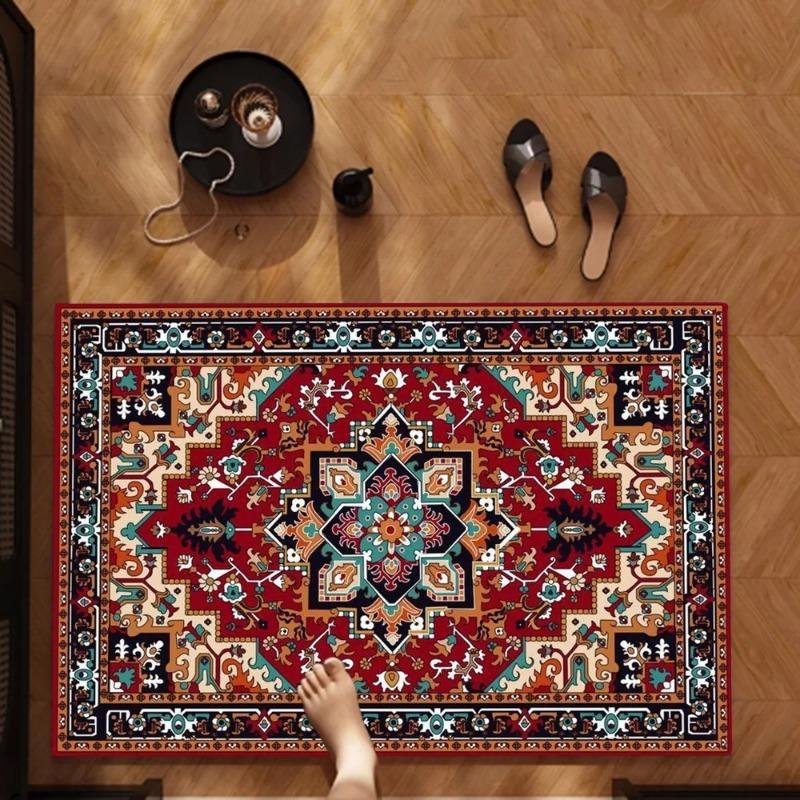 Persian Style Carpet Ethnic Style Woven Geometric Pattern Printed Rug Room Living Room Decoration Retro Home Mat