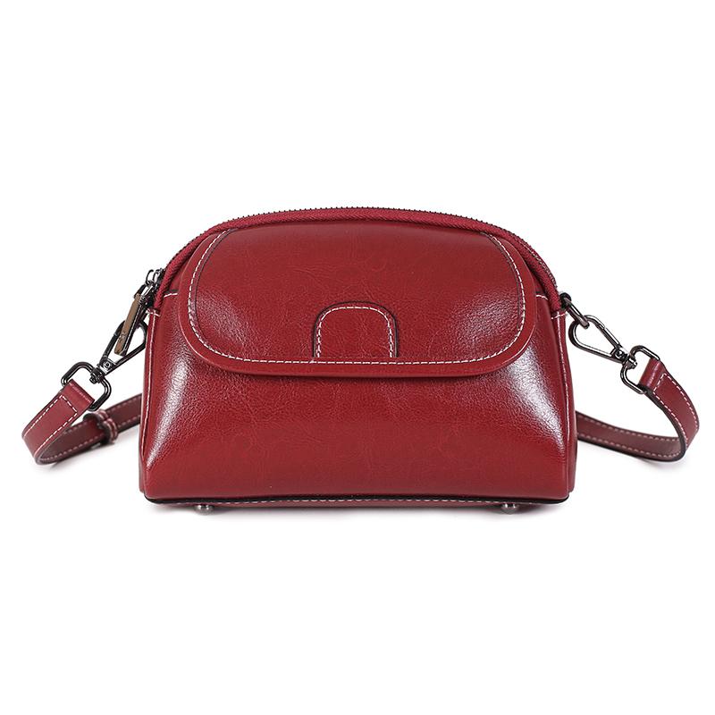 

Women s Genuine Leather Handbag Fashiable Versatile Shoulder bag Multicolor Cowhide Crossbody Bag Women Mini cross bag 21x8x15cm червоний