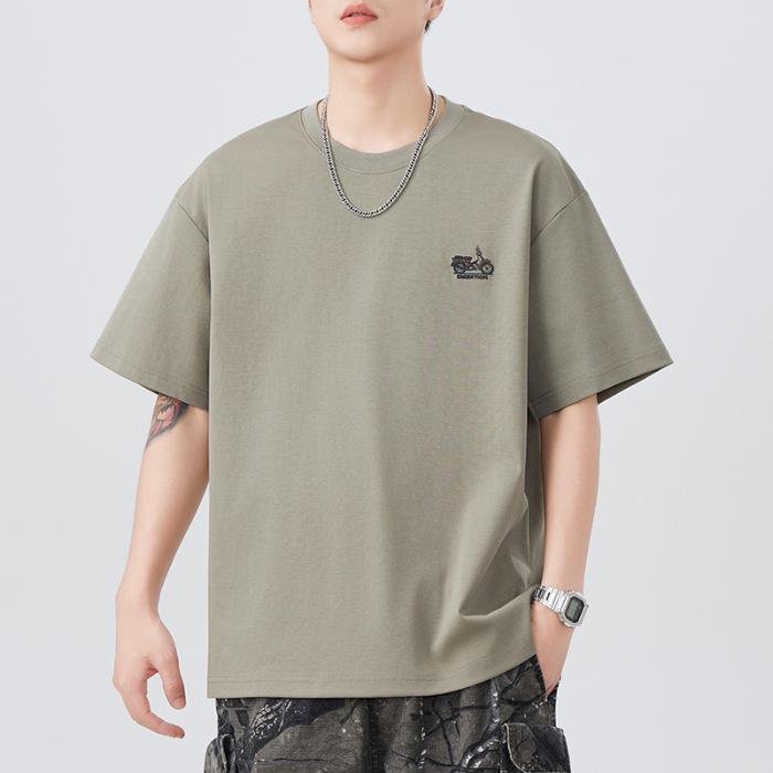Latest Summer Short-sleeved T-shirt for Men Comfortable Fit Round Neck Embroidered Five-point Sleeve T-shirt Versatile Short T-shirt M