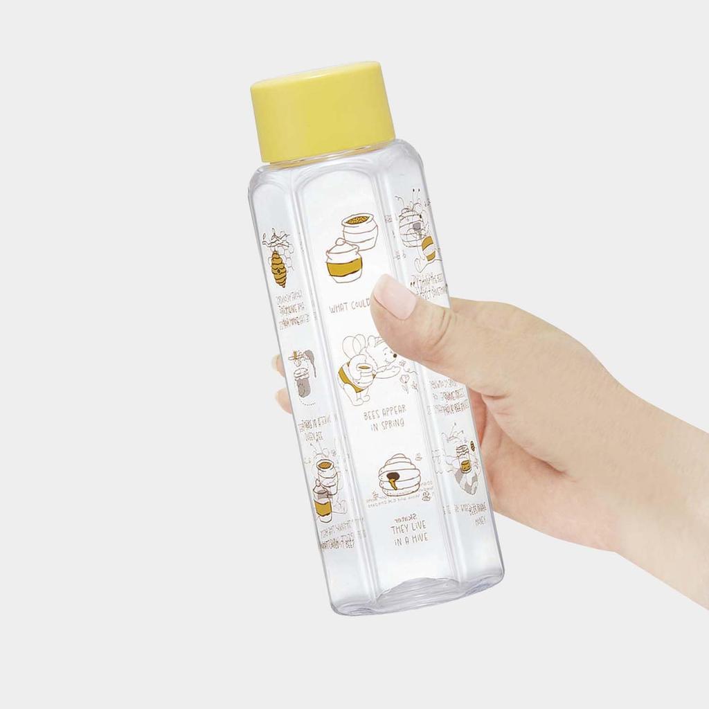 Skater Sekskantet Plast Drikkeflaske med Lett Grep, 350 ml, Blås-Slipp-Design, for Voksne og Barn, Drikking Rett fra Flasken, Klar, Disney Winnie the Pooh
