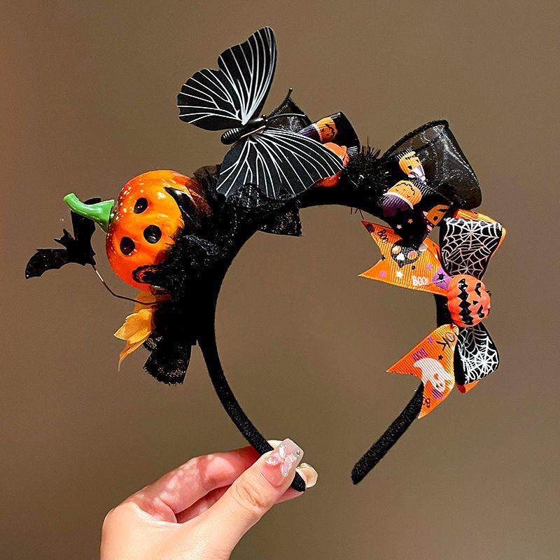 Halloween Witch Headband: Ghost Festival Dark Party Decoration with Skull, Pumpkin, and Funny Lace Bow Antlers Hair Accessories