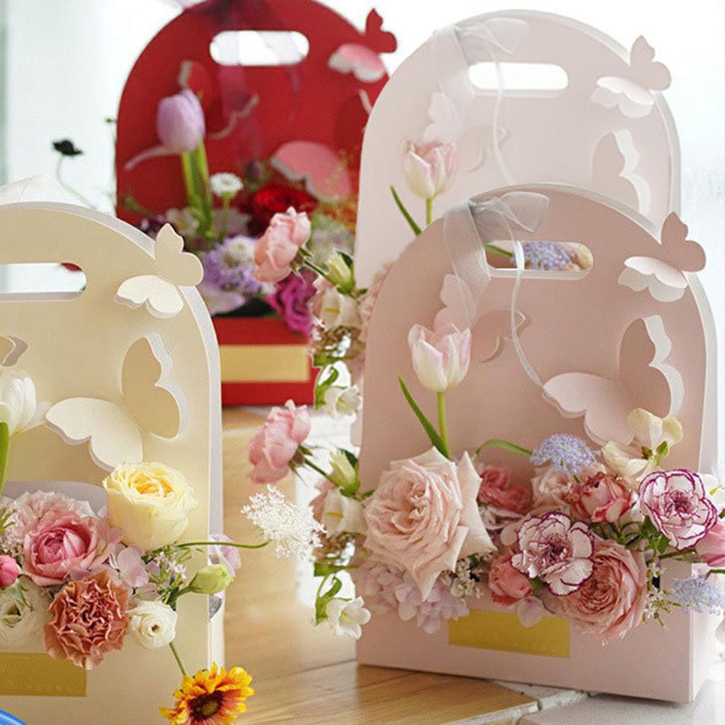 10pc Butterfly Hand-held Flower Box Transparent PVC, Universal Flower Shop Packaging Material for Festivals, Valentine's Day Gift Box