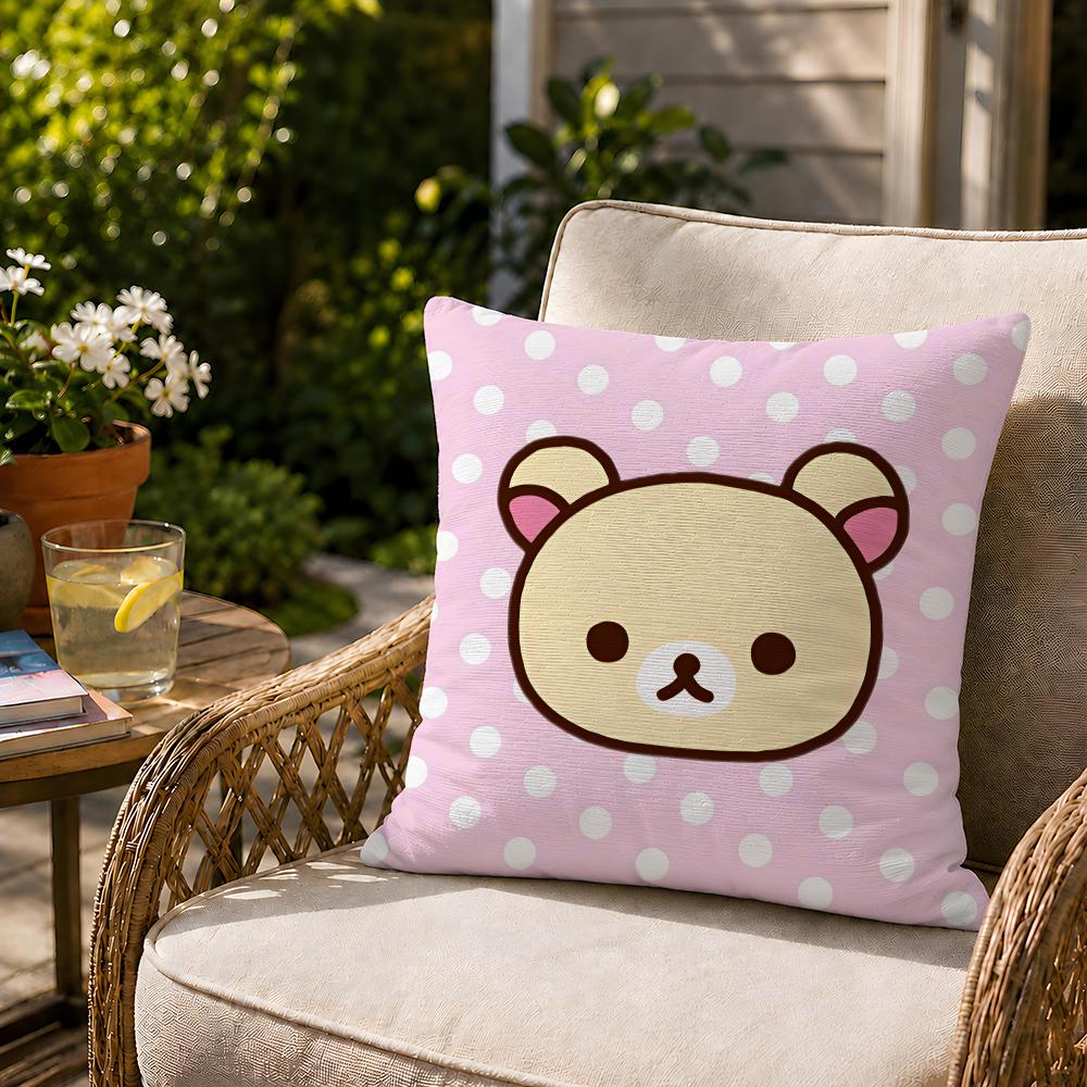 Cartoon Rilakkuma Korilakkuma Sanx Cushion Cover Decorative Pillowcase Soft Short Plush Cozy Durable Sofa Home Decor Items Gift