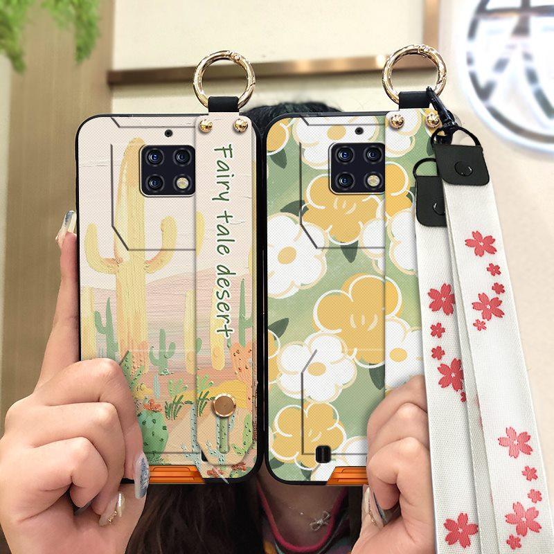 Phone Holder Wristband Phone Case For Oukitel WP6 Oil Painting Soft Case Fashion Design Protective Kickstand Anti-knock