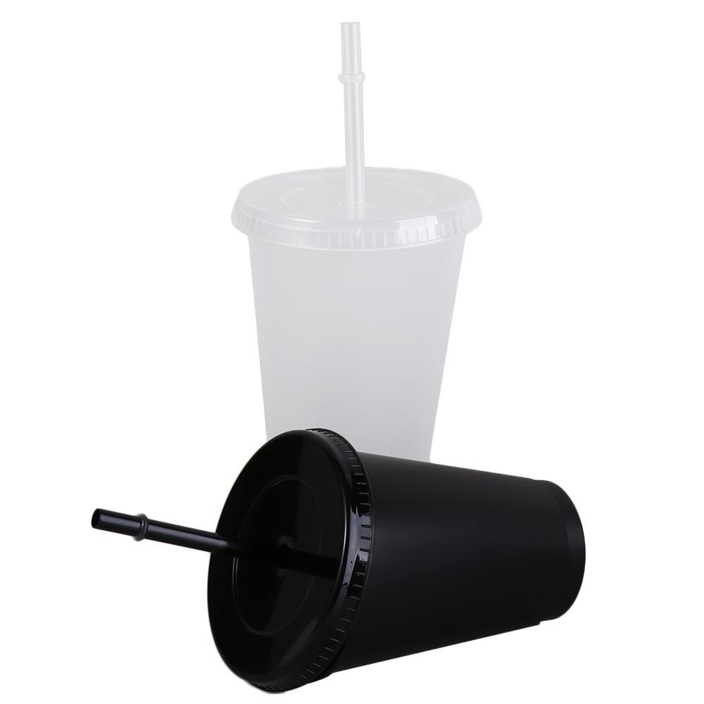 Food Grade PP Plastic Straw Cup with Lid Water Cup Reusable Tumbler  Gift