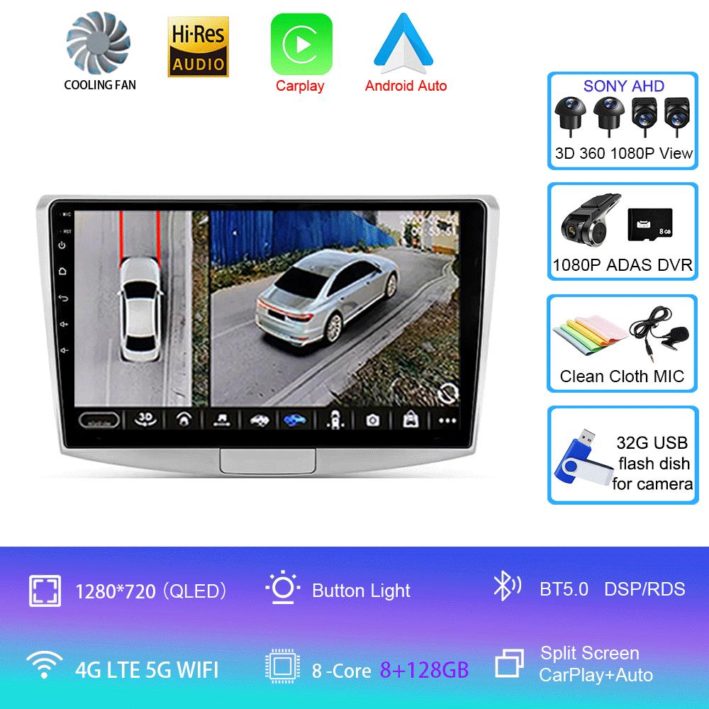 Radio auto Android 14 Carplay pentru Volkswagen VW Passat B6 B7 B8 CC 2007-2021, navigație GPS, player multimedia, WiFi + 4G stereo, BT