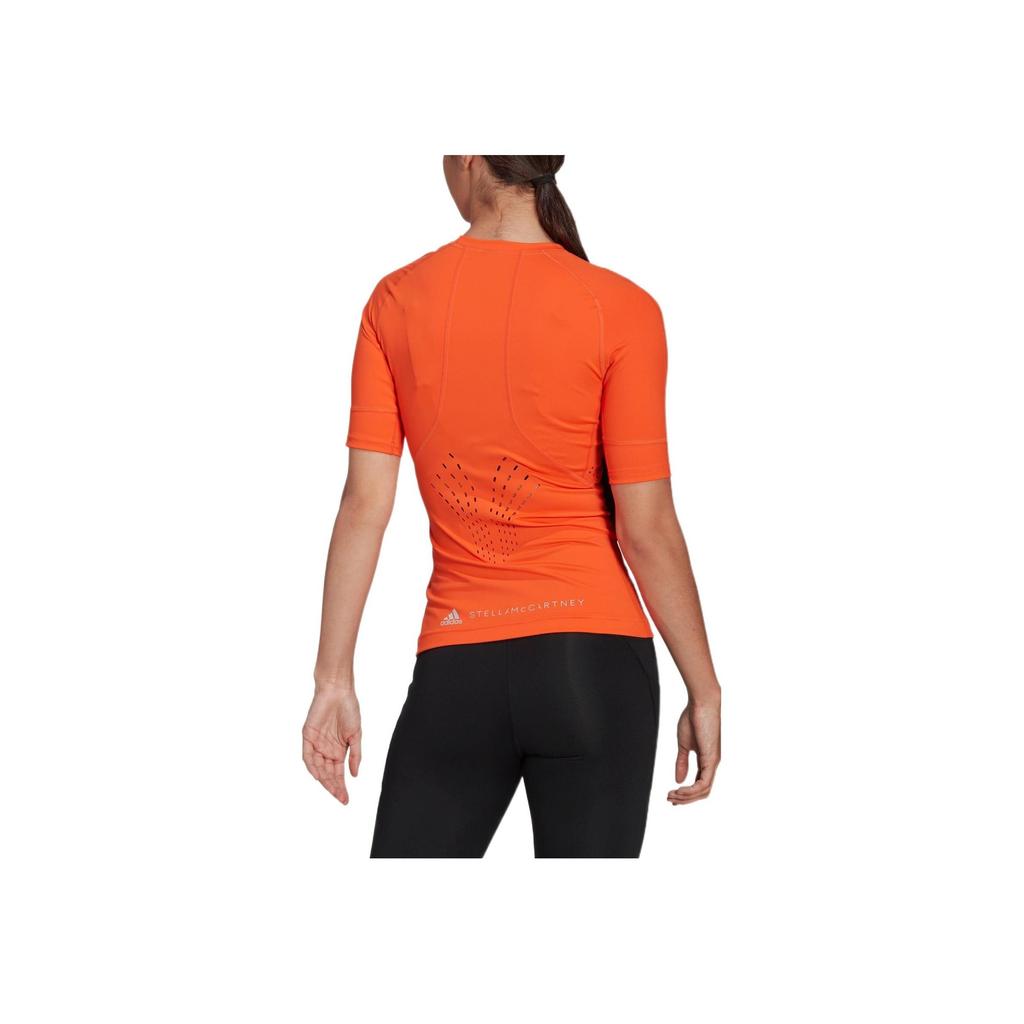 Adidas Solid Color Crew Neck Logo Print Casual Short Sleeve T-Shirt Women Half-Impact-Orange HI6151
