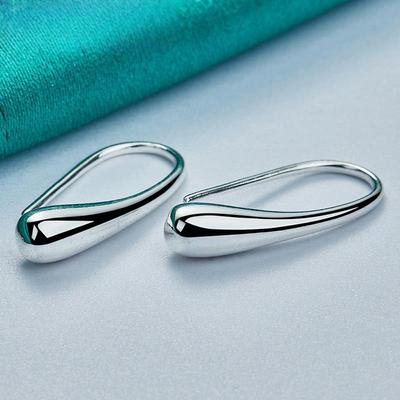 Simple Droplet Shaped Silver Earrings, Women'S Niche Design Earrings, Fashionable Jewelry For Daily Wear