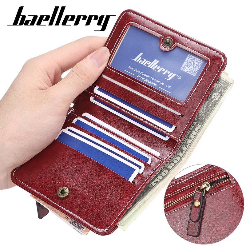 Baellerry Women's Short Wallet Zipper Card Holder Vintage Purse Simple Billfold Fashion Coin Purse