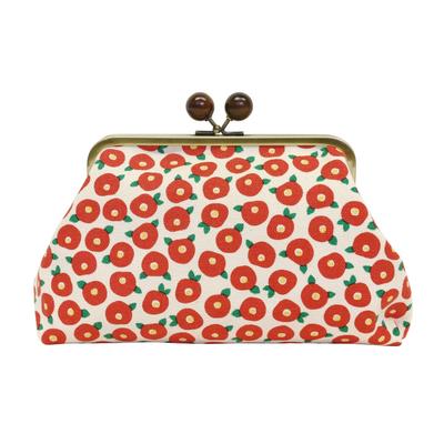 Japanese Flower Trapezoidal Clasp [Maeda Senko] [Goshiki Hanpu-do Series] 5-inch Pouch, Mame-Tsubaki (Camellia)