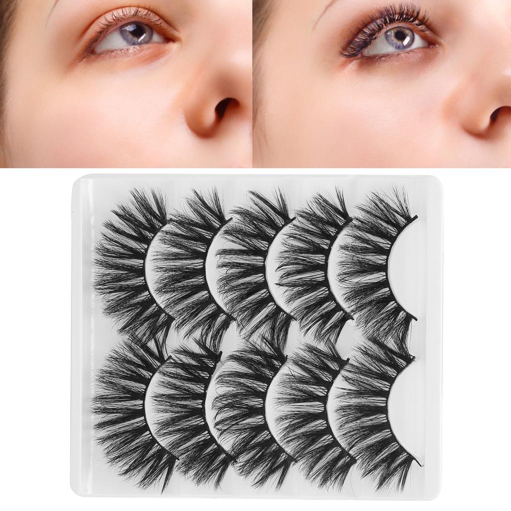 5 Pairs 6D False Eyelashes Handmade Long Extension Eyelashes Pack Reusable Fiber LashesGL703