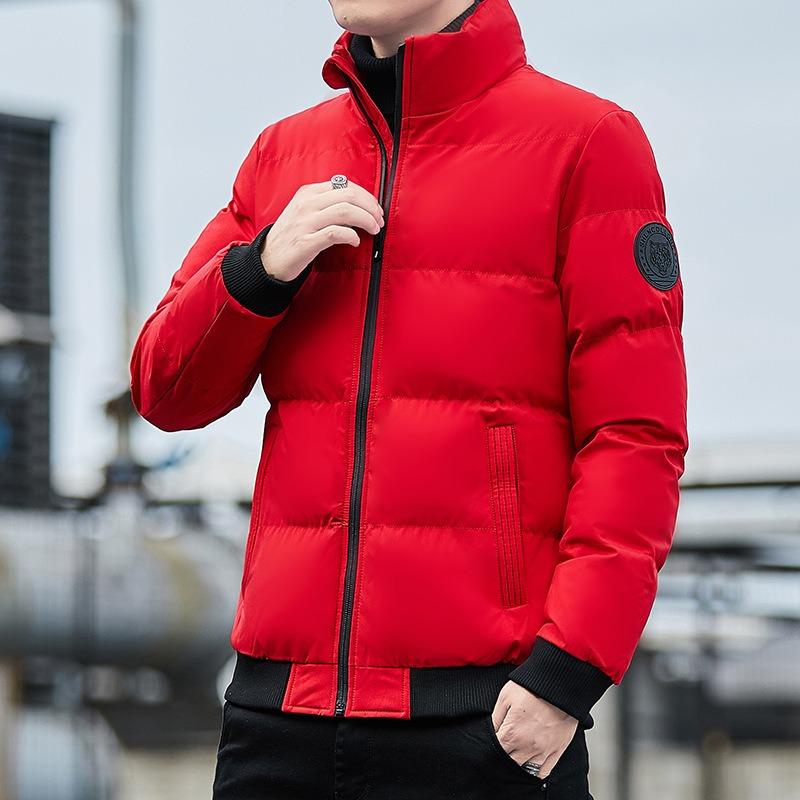 Padded-on men's winter thickened padded jacket stand-up collar loose casual velvet padded jacket trendy padded jacket