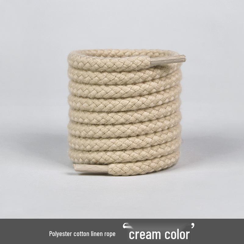 6mm Kenderkötél Cipőfűző Pár - Vastag Kerek Stílus Converse AJ Casual Sneakerekhez (Fehér/bézs)