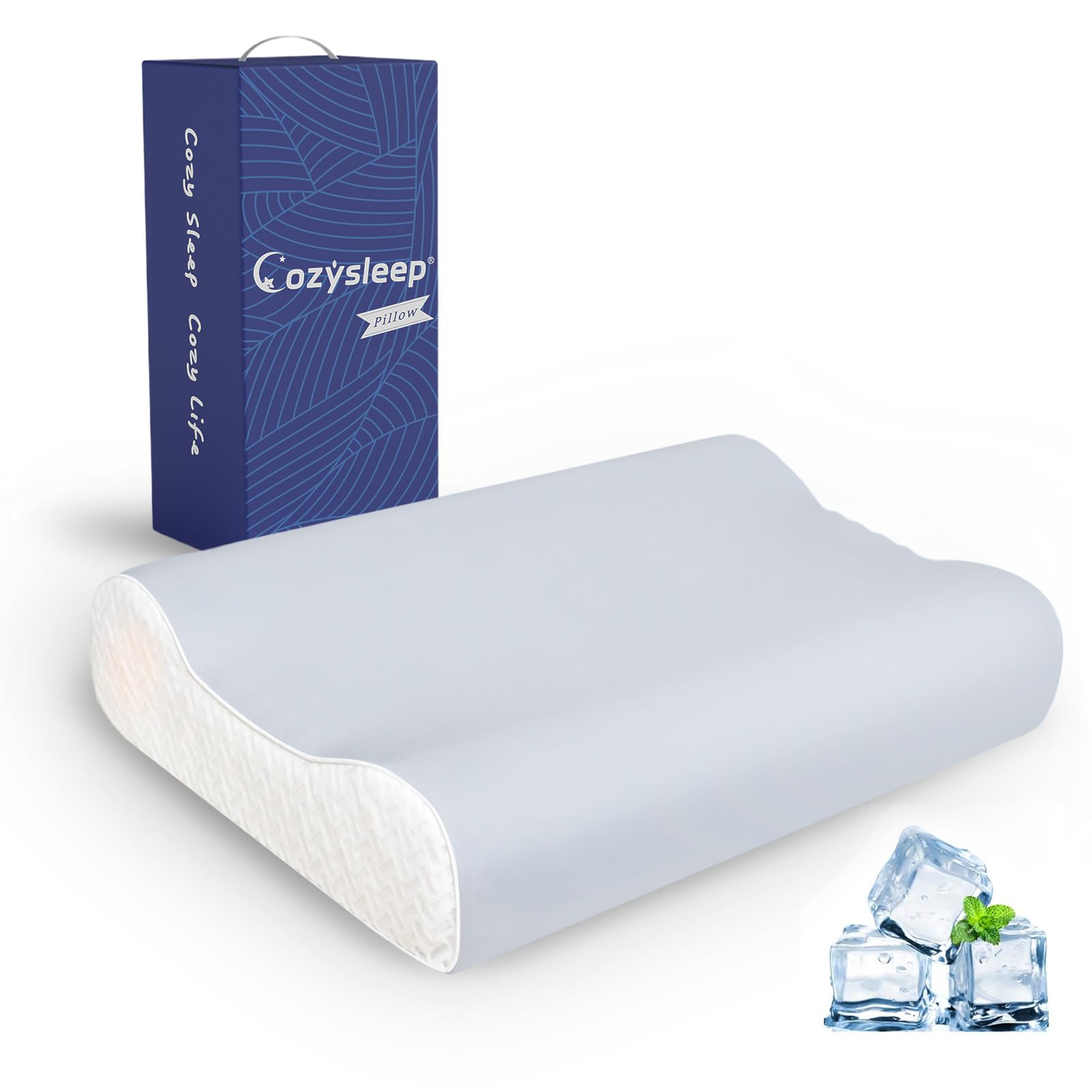 

CozySleep Memory Foam Pillow with Core Neck Support, Relieves Neck Pain, Sleeps Well, Two Height Settings (Low or High), Cool to the Touch, Includes