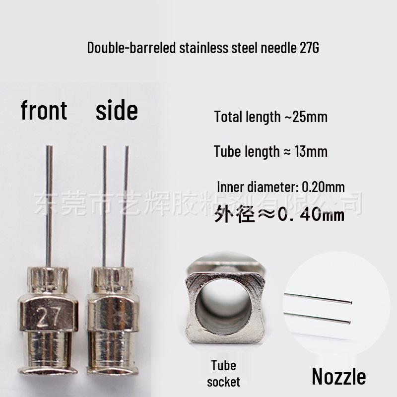 Double-Tube Stainless Steel Dispensing Valve - 25mm Drip Injection Syringe Needle
