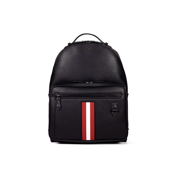 Bally Classic Color Block Striped Business Commuter Zipper Backpack Men Backpack Black 6238747