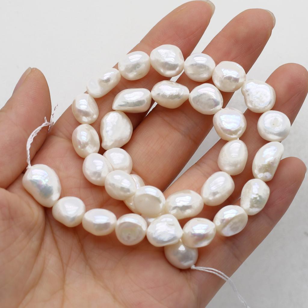 1String, White Natural Freshwater Pearls 10-11mm, Handmade Rice Shape Pearl Beads for Jewelry Making DIY Crafts, Needlework 36cm