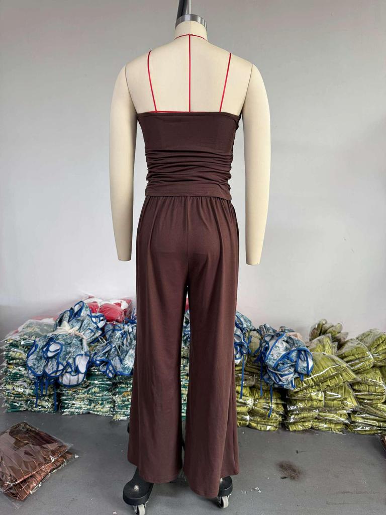 2025 Summer Women’s Strapless Vest, Long Cardigan, and Wide-Leg Pants Set
