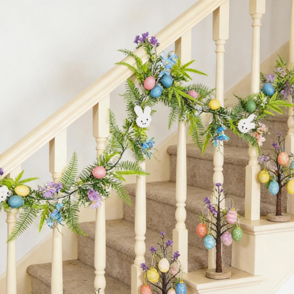 1.8-meter Easter Egg Wreath, Suitable For Fireplace Mantels, Multi-colored Artificial Hanging Wall Decoration.
