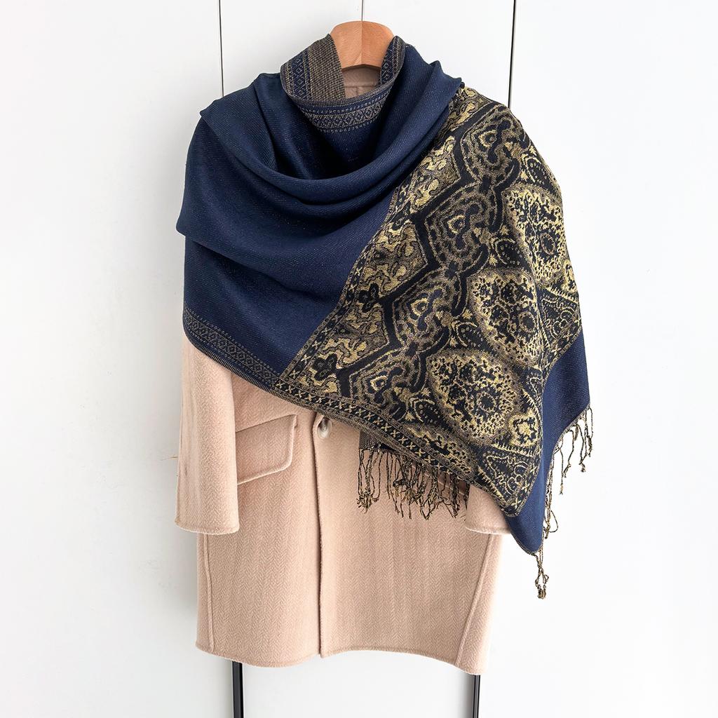 Luxury Scarf For Women Autumn Faux Cashmere Pashmina Shawl Wrap Warm Winter Shawl Design Print Female Foulard Stoles
