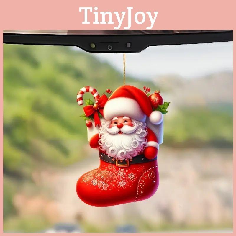 Christmas Car Santa Acrylic Pendants Cartoon Design Auto Decoration Festive