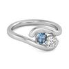 London Blue Topaz Two- 925Stone Bypass Ring - 925 Sterling Silver