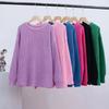 Jesienny Luźny Sweter Dzianinowy Pulower Casual dla Kobiet Moda Nowy Długi Rękaw Okrągły Dekolt Zimowe Swetry Kobiety Elegancki Gładki Ciepły Dzianinowy Sweter 25722