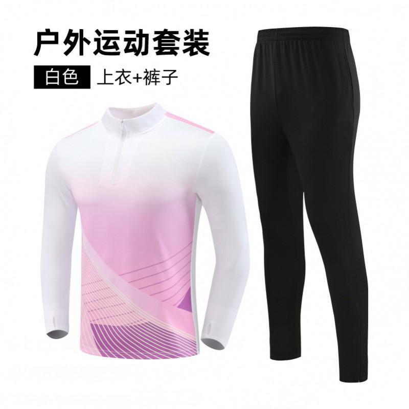 Long Sleeve Soccer Training Set Men Women Athletic Running Sportswear With Printed Design Lightweight Breathable Fabric