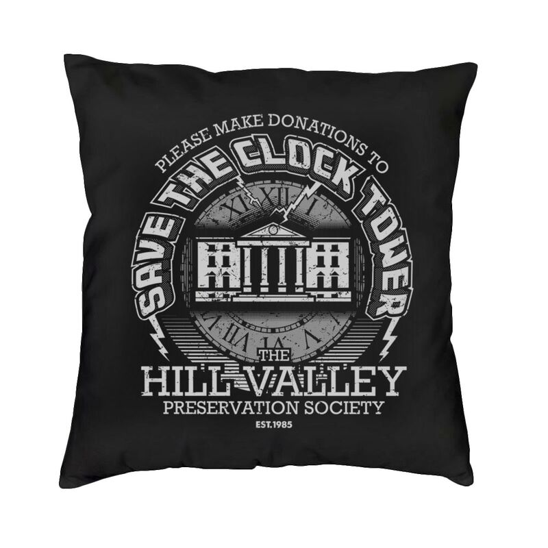 Soft Save The Clock Tower Throw Pillow Cover Decoration Custom Square Back To The Future Cushion Cover 40x40 Pillowcover 30x30cm 12x12in