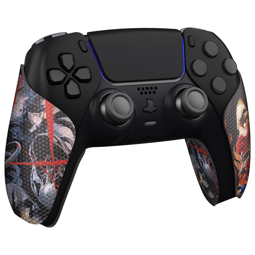 EXtremeRate PlayVital Griff für PS5 Weiches Gummi-Pad Griffaufkleber für PS5 Controller Texturierte Oberfläche Ghost of Rutschfest Schweißabsorbierend