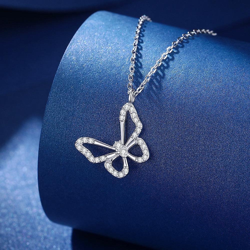 925 Sterling Silver Butterfly Clavicle Necklace: Elegant, Sweet, Fashionable Women's Statement Jewelry