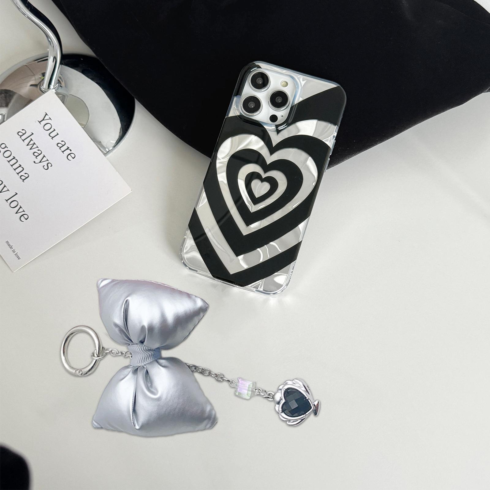 Элегантный плюшевый бант брелок-шарм с кулоном в виде сердца из бисера брелок для сумки — фото 8